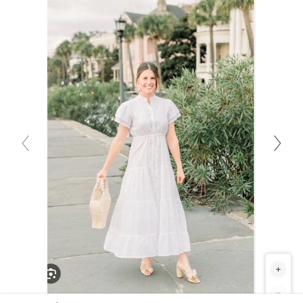 Victoria Dunn Magnolia Flutter Dress in White Swiss Dot